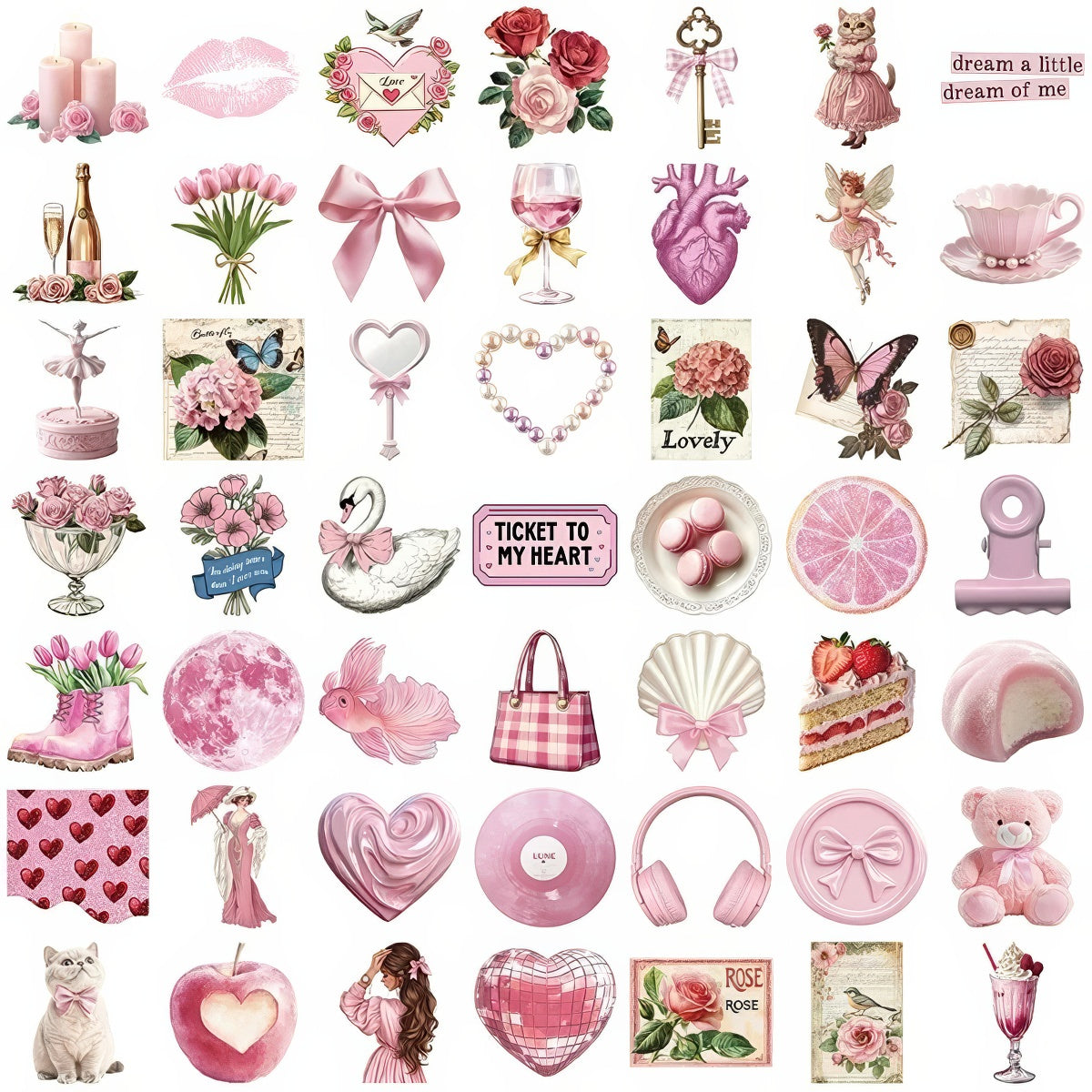 Coquette Aesthetic Pink Sticker Pack