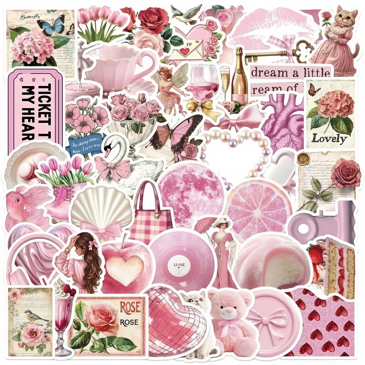 Coquette Aesthetic Pink Sticker Pack