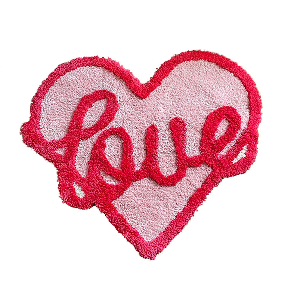 Pink Love Heart Tufted Accent Rug