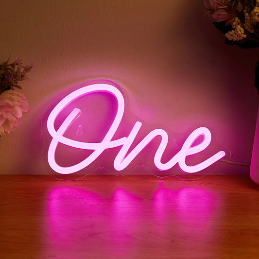 Pink "One" LED Wall Neon Sign