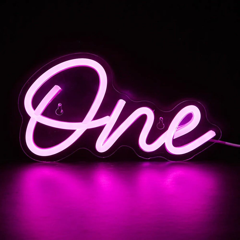 Pink "One" LED Wall Neon Sign