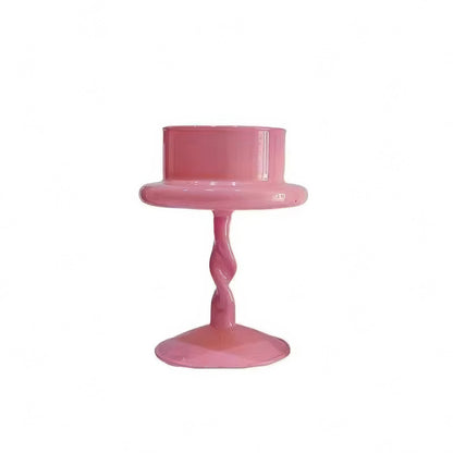 Pink Swirl Glass Candle Holder