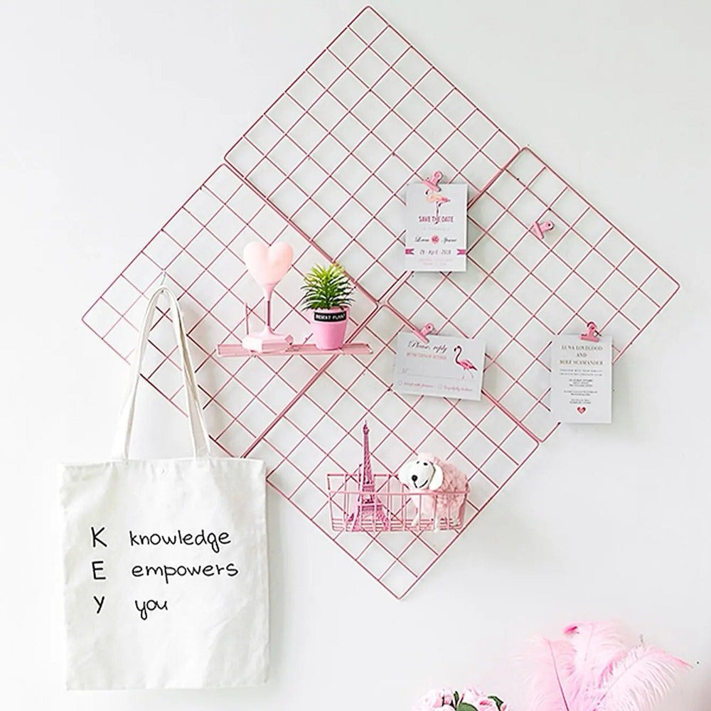 Pink Wall Grid Organizer