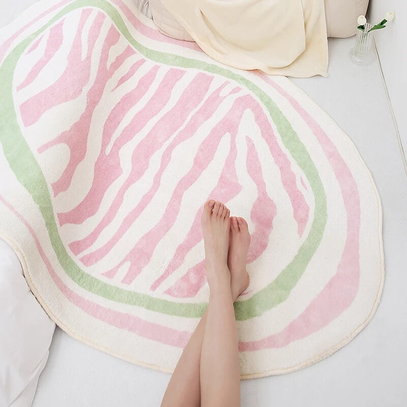 Pink Zebra Print Accent Rug