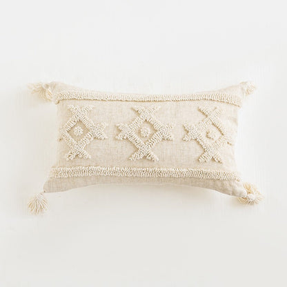 Beige Boho Tufted Cushion Cover fringe SUB CATEGORY_Cushion Covers tassels