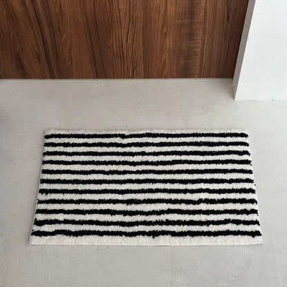 Playful Organic Wavy Striped Shaggy Accent Rug