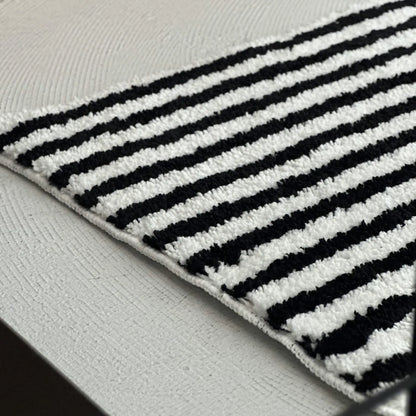 Playful Organic Wavy Striped Shaggy Accent Rug
