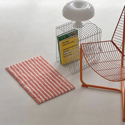 Playful Organic Wavy Striped Shaggy Accent Rug