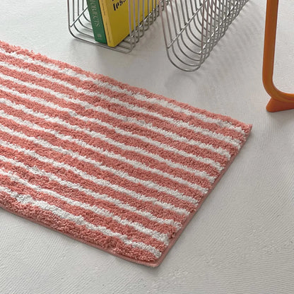 Playful Organic Wavy Striped Shaggy Accent Rug