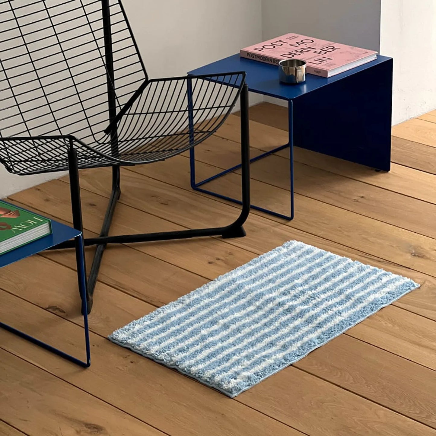 Playful Organic Wavy Striped Shaggy Accent Rug