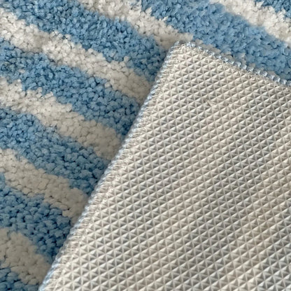 Playful Organic Wavy Striped Shaggy Accent Rug