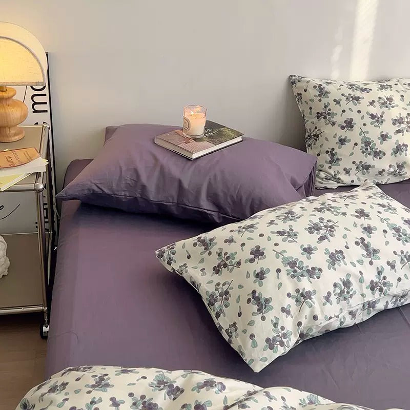 Plum Tree Print Bedding Set bed sheet bedsheets coquette cottagecore