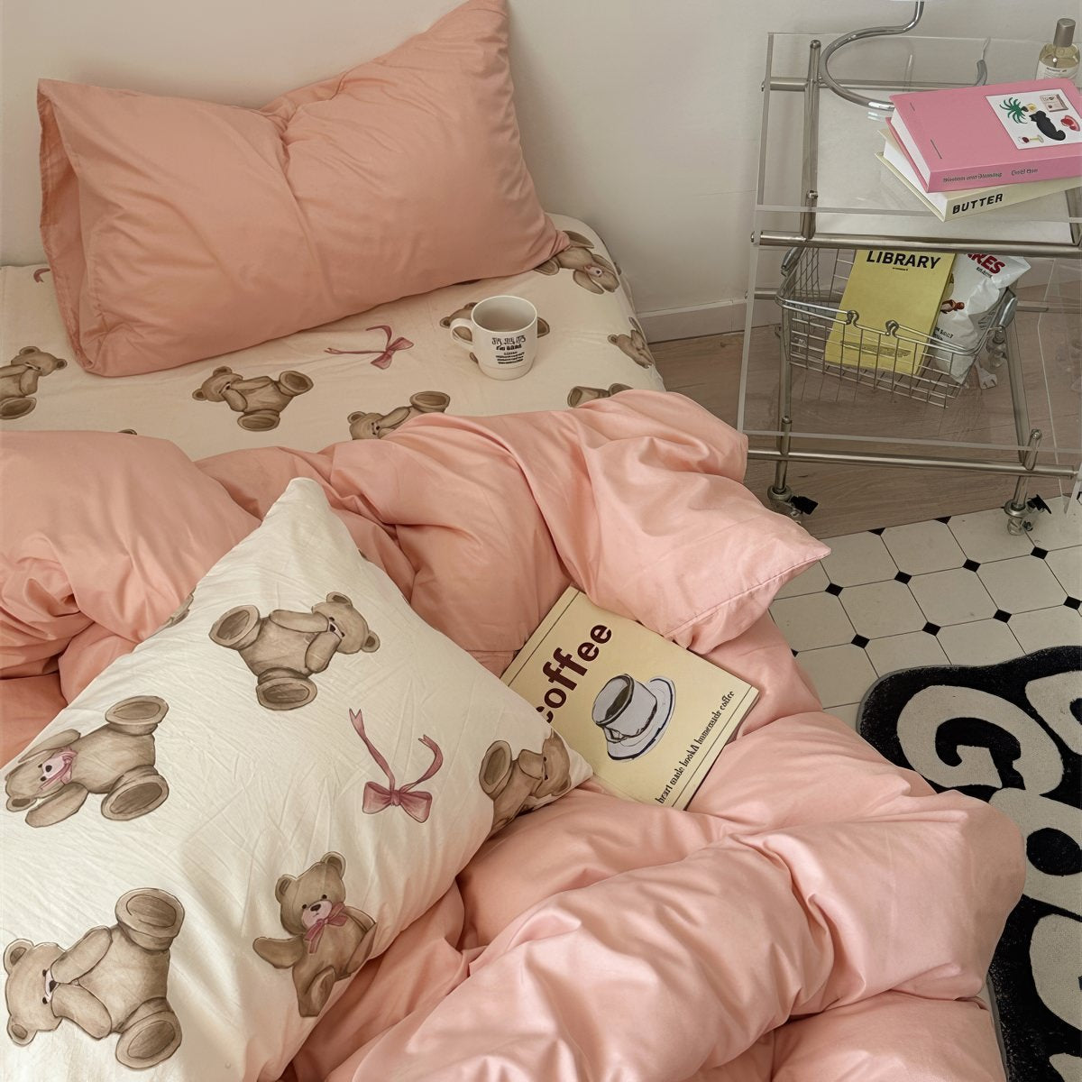 Plush Bears Print Soft Girl Bedding Set
