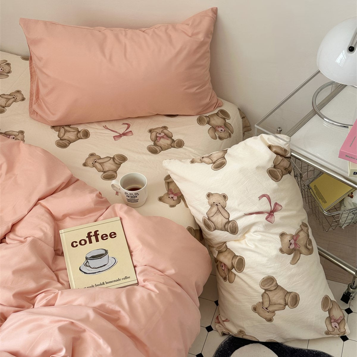 Plush Bears Print Soft Girl Bedding Set