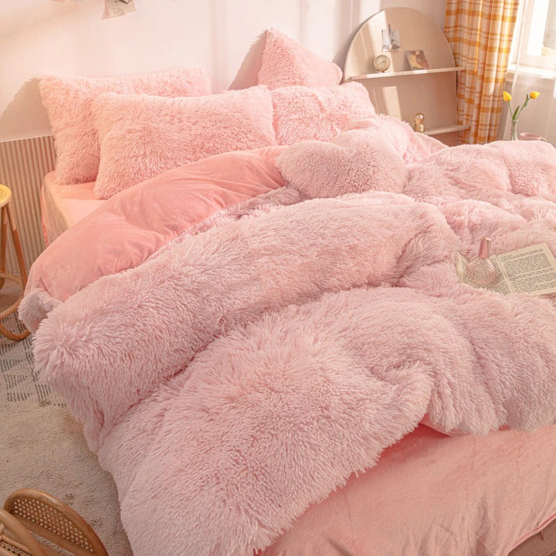 Soft Plush Bedding Set AESTHETIC_Soft Girl bed sheet bedsheets fluffy plush soft SUB CATEGORY_Bedding Sets