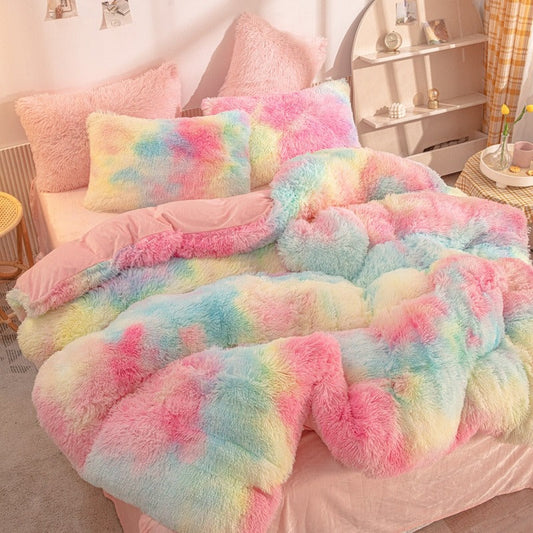 Soft Plush Bedding Set AESTHETIC_Soft Girl bed sheet bedsheets fluffy plush soft SUB CATEGORY_Bedding Sets