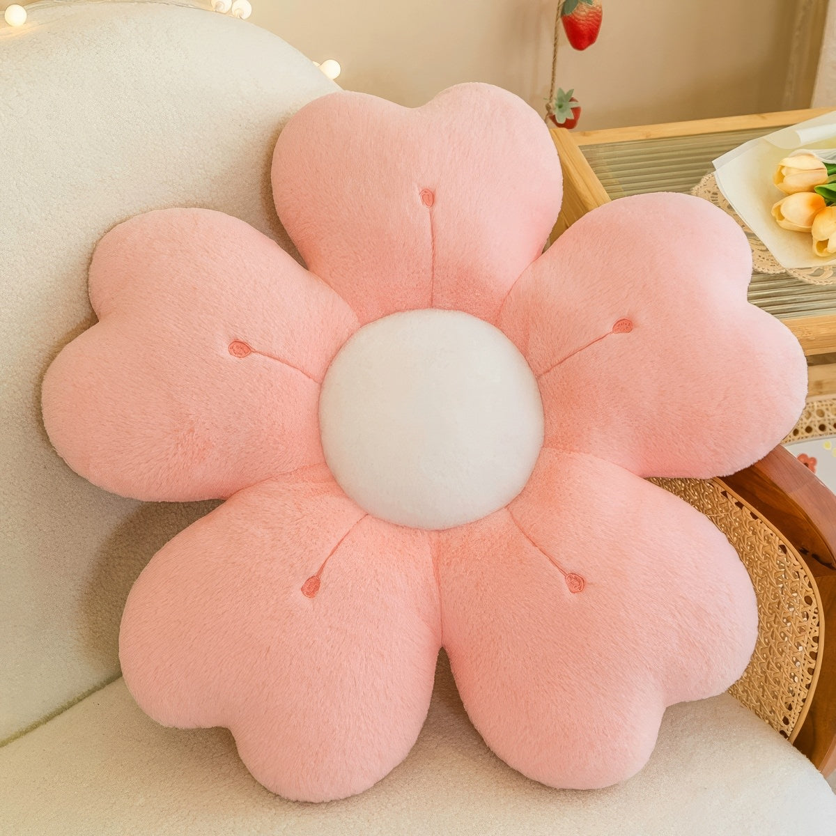 Plush Flower Throw Pillow