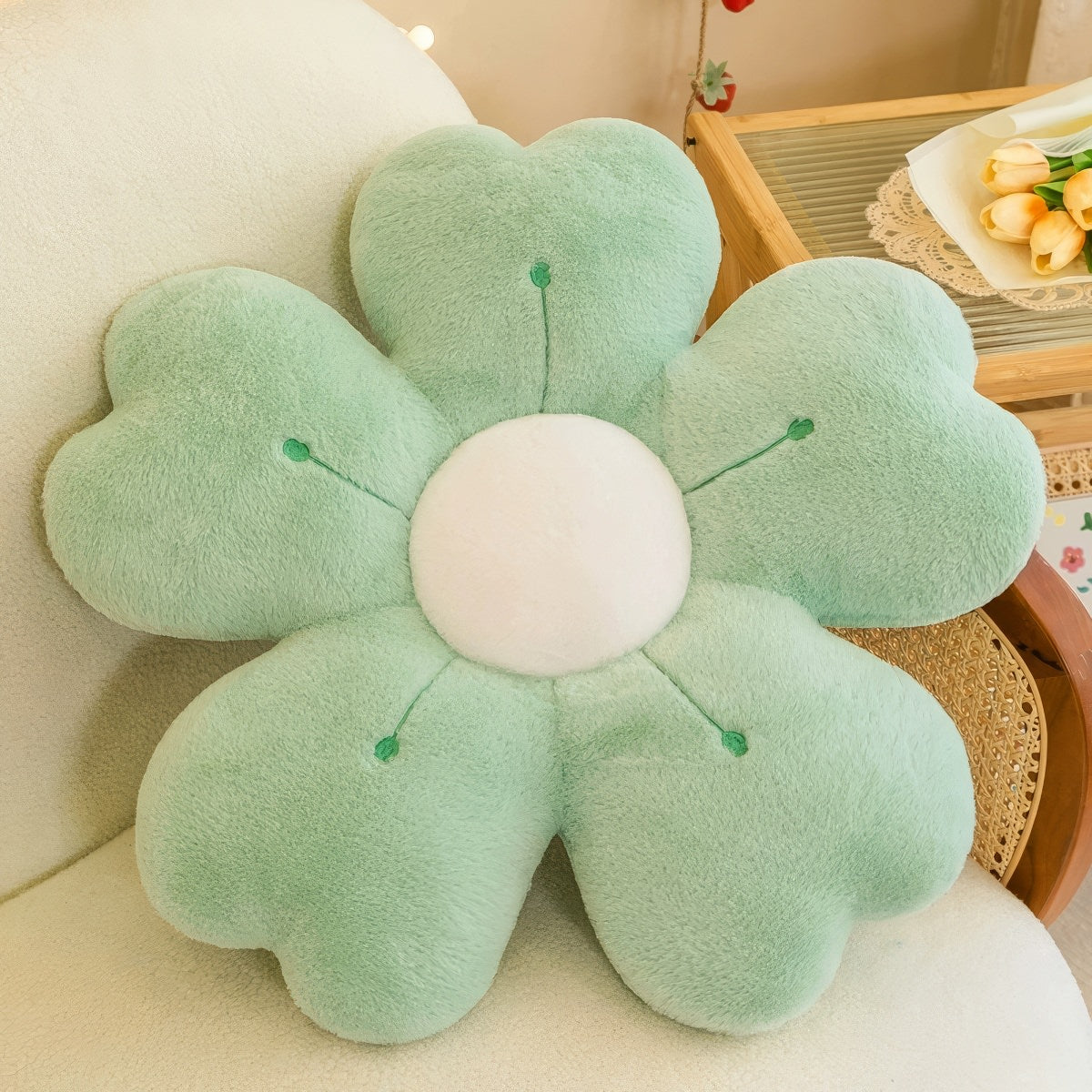 Plush Flower Throw Pillow