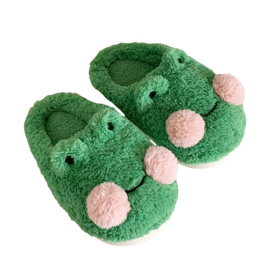 Chaussons en peluche grenouille de dessin animé mignon