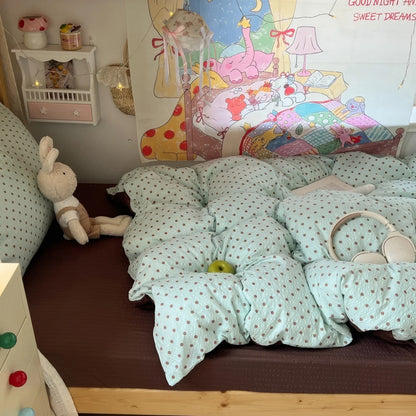 Mint Green Brown Polka Dot Bedding Set