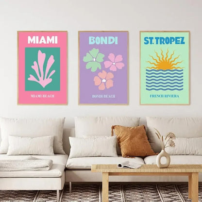 Affiches sur toile pastel Villes preppy