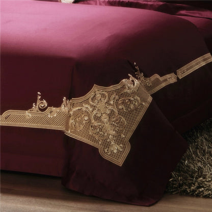 Cleopatra Puce Red Luxury Egyptian Cotton Bedding Set