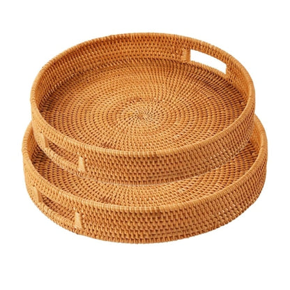 Hand-Woven Round Rattan Basket