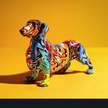 Colorful Dachshund Dog Figurine