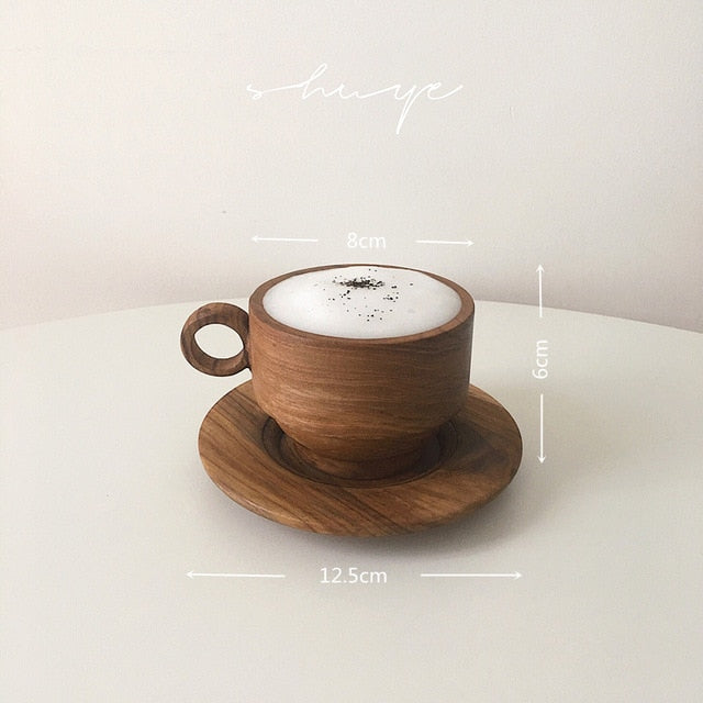 Natural Wood Coffee Cup with Handle