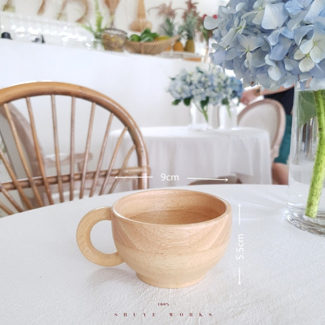 Natural Wood Coffee Cup with Handle