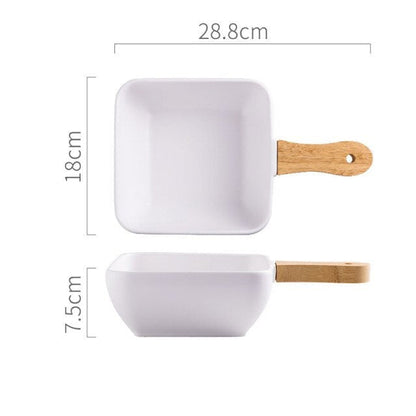 Serving Plate With Wooden Handle