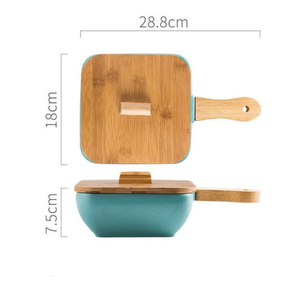 Serving Plate With Wooden Handle