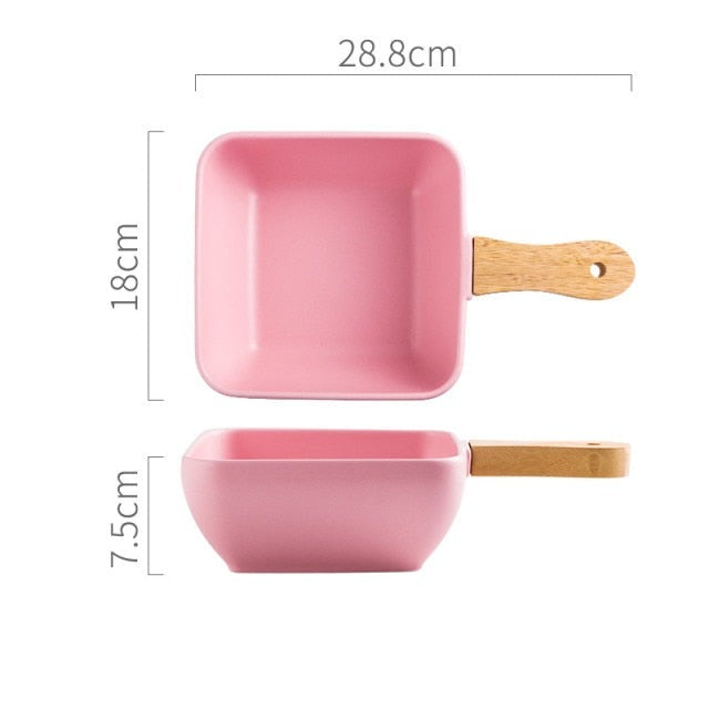 Serving Plate With Wooden Handle