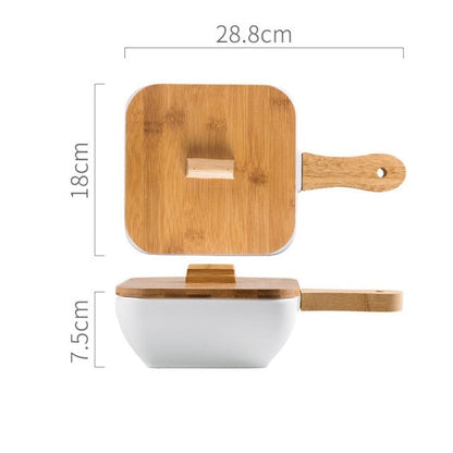 Serving Plate With Wooden Handle