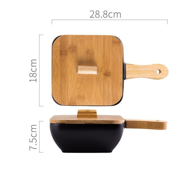 Serving Plate With Wooden Handle