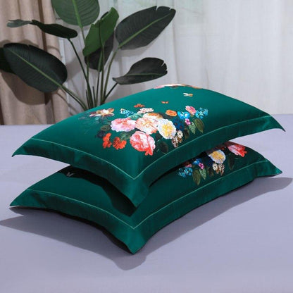 Aida Green Luxury Floral Egyptian Cotton Bedding Set