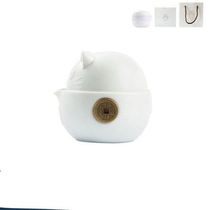 Portable Ceramic Cat Tea Set