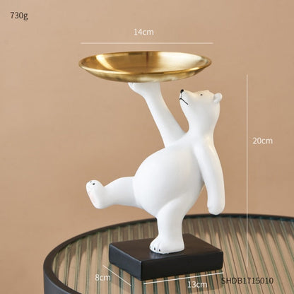 White Bear Sculpture Decorative Tray