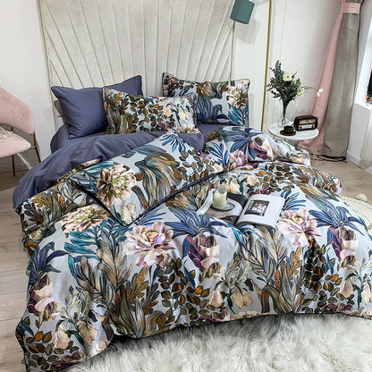 Arjoma Leaf Floral Egyptian Cotton Bedding Set