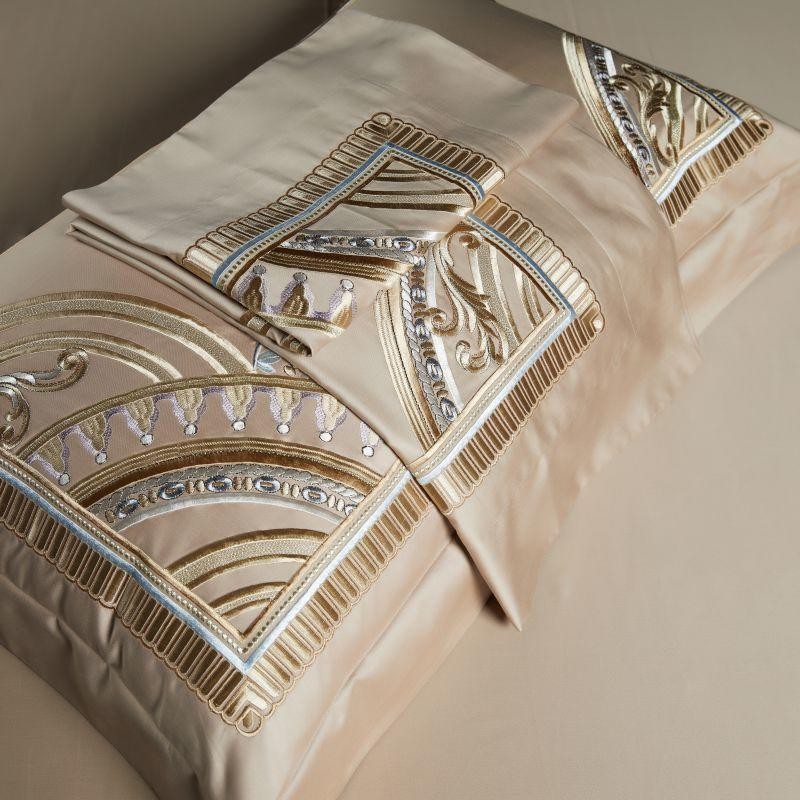Mia Art Deco Embroidered Border Egyptian Cotton Bedding Set