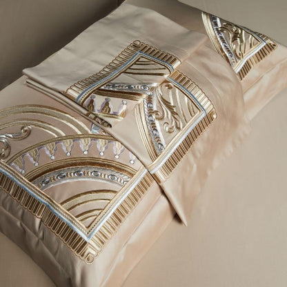 Mia Art Deco Embroidered Border Egyptian Cotton Bedding Set