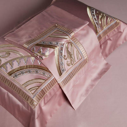Mia Vintage Rose Embroidered Border Egyptian Cotton Bedding Set