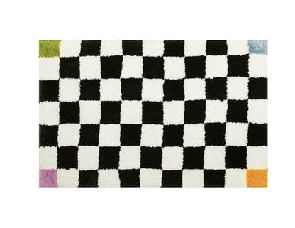 Fluffy Abstract Checkered Rug