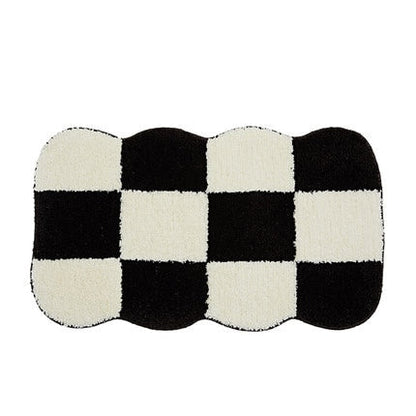 Fluffy Abstract Checkered Rug