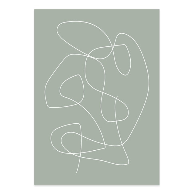 Abstract Green Line Art Canvas