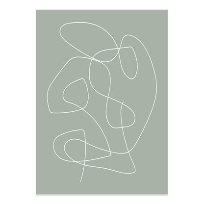 Abstract Green Line Art Canvas