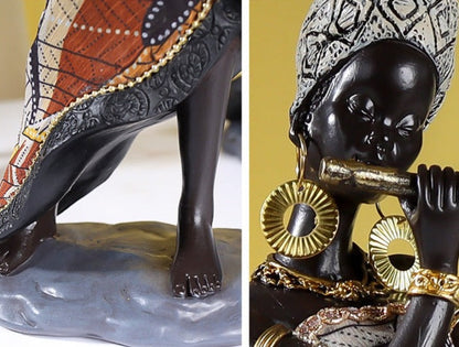 African Female Musician Sculpture