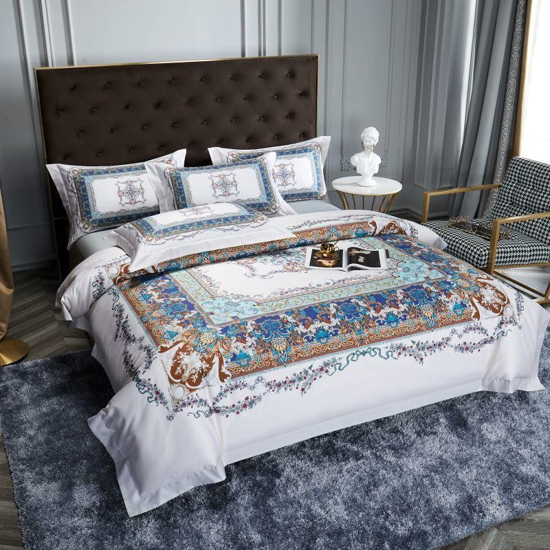 Ava Layered 3D Printed Border Egyptian Cotton Bedding Set