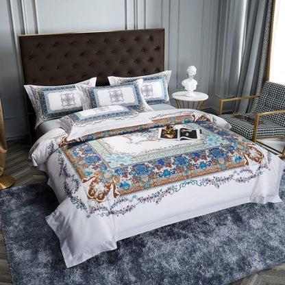 Ava Layered 3D Printed Border Egyptian Cotton Bedding Set
