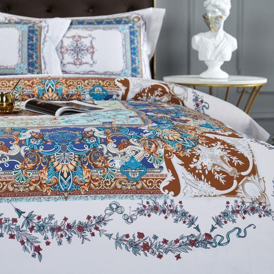 Ava Layered 3D Printed Border Egyptian Cotton Bedding Set